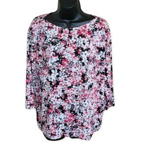 NWT J. Jill Black Multifloral Top (L)